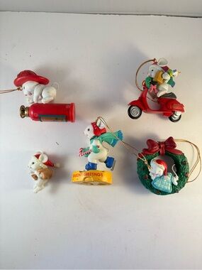 VTG Lot of 5 Lustre Fame 1990s Christmas Ornament Mouse Mice Scooter Firefighter
